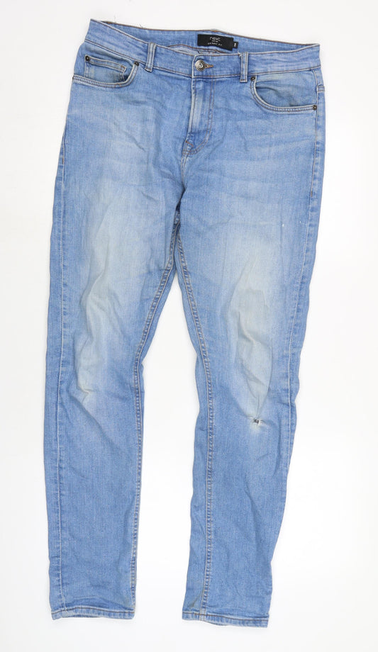 NEXT Mens Blue Cotton Blend Skinny Jeans Size 32 in L30 in Regular Zip