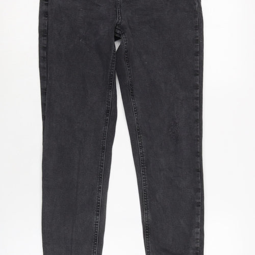 New Look Womens Grey Cotton Blend Tapered Jeans Size 10 L29 in Regular Zip - Raw Hem