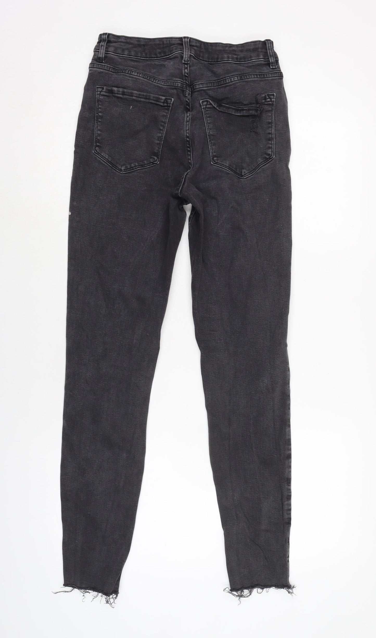 New Look Womens Grey Cotton Blend Tapered Jeans Size 10 L29 in Regular Zip - Raw Hem