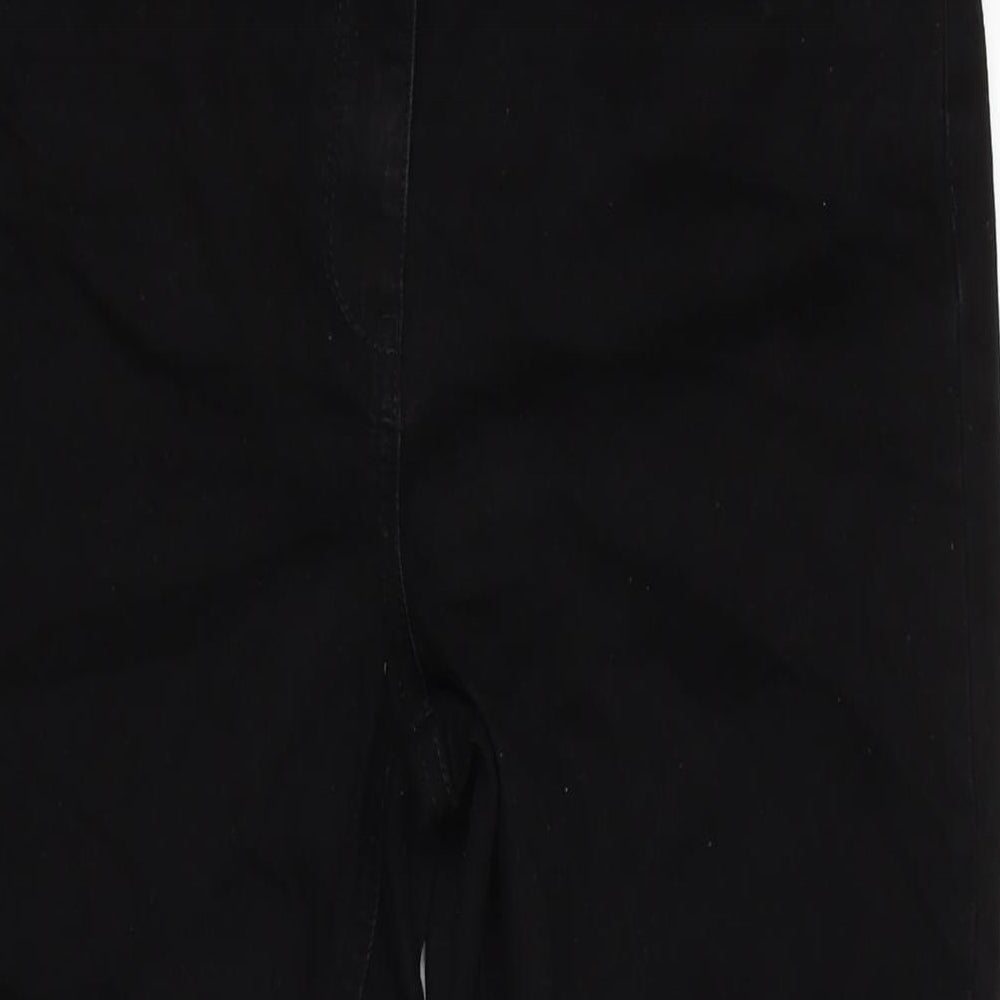 Papaya Womens Black Cotton Blend Straight Jeans Size 16 L27 in Regular Zip