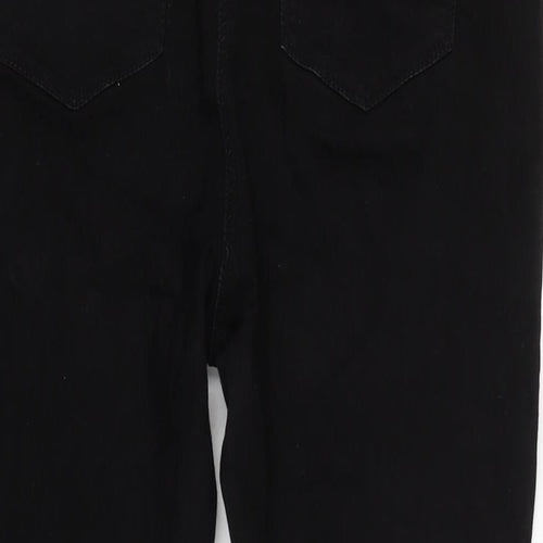 Papaya Womens Black Cotton Blend Straight Jeans Size 16 L27 in Regular Zip