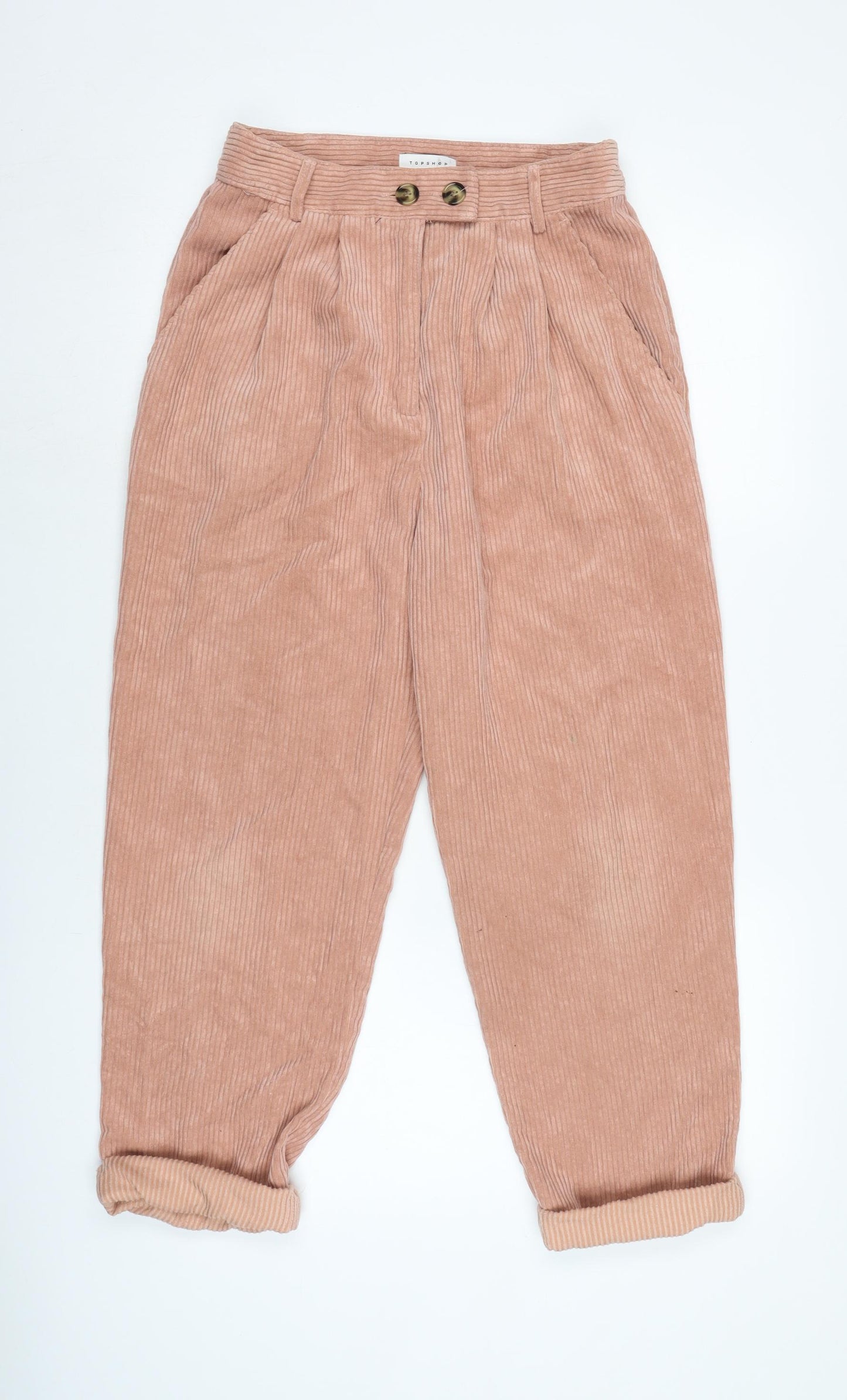 Topshop Womens Pink Cotton Trousers Size 10 L24 in Regular Zip