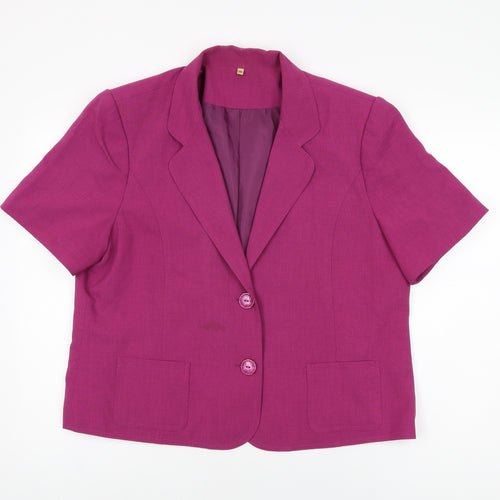 EWM Womens Purple Polyester Basic Button-Up Size 18 Collared