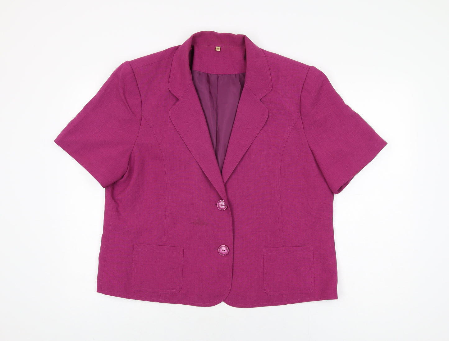 EWM Womens Purple Polyester Basic Button-Up Size 18 Collared