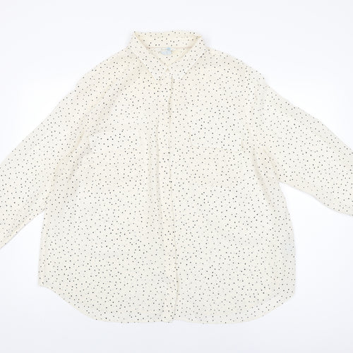 Boden Womens Ivory Polka Dot Silk Basic Button-Up Size 22 Collared