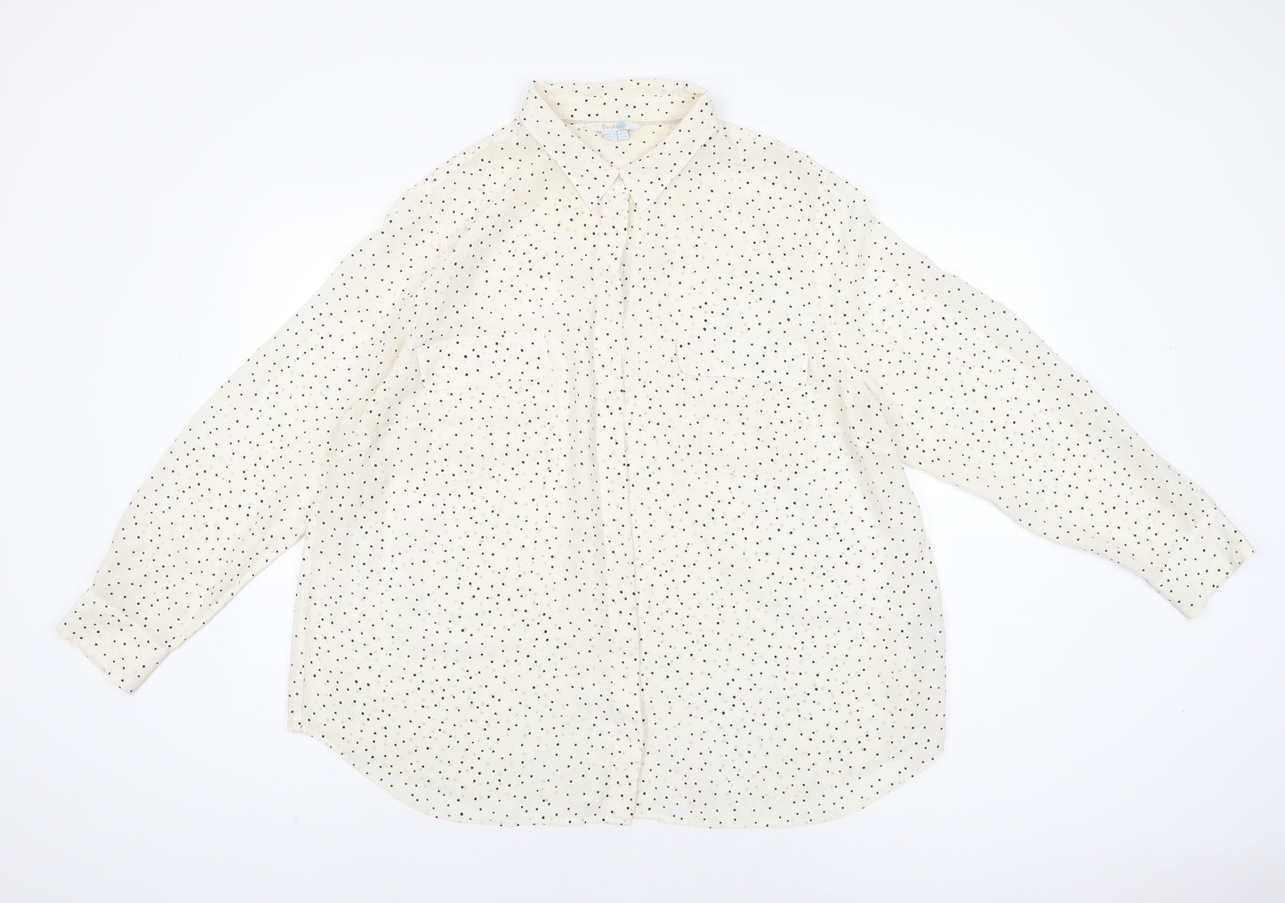 Boden Womens Ivory Polka Dot Silk Basic Button-Up Size 22 Collared