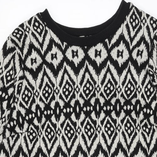 Marks and Spencer Womens White Geometric Viscose Shift Size 12 Round Neck Pullover