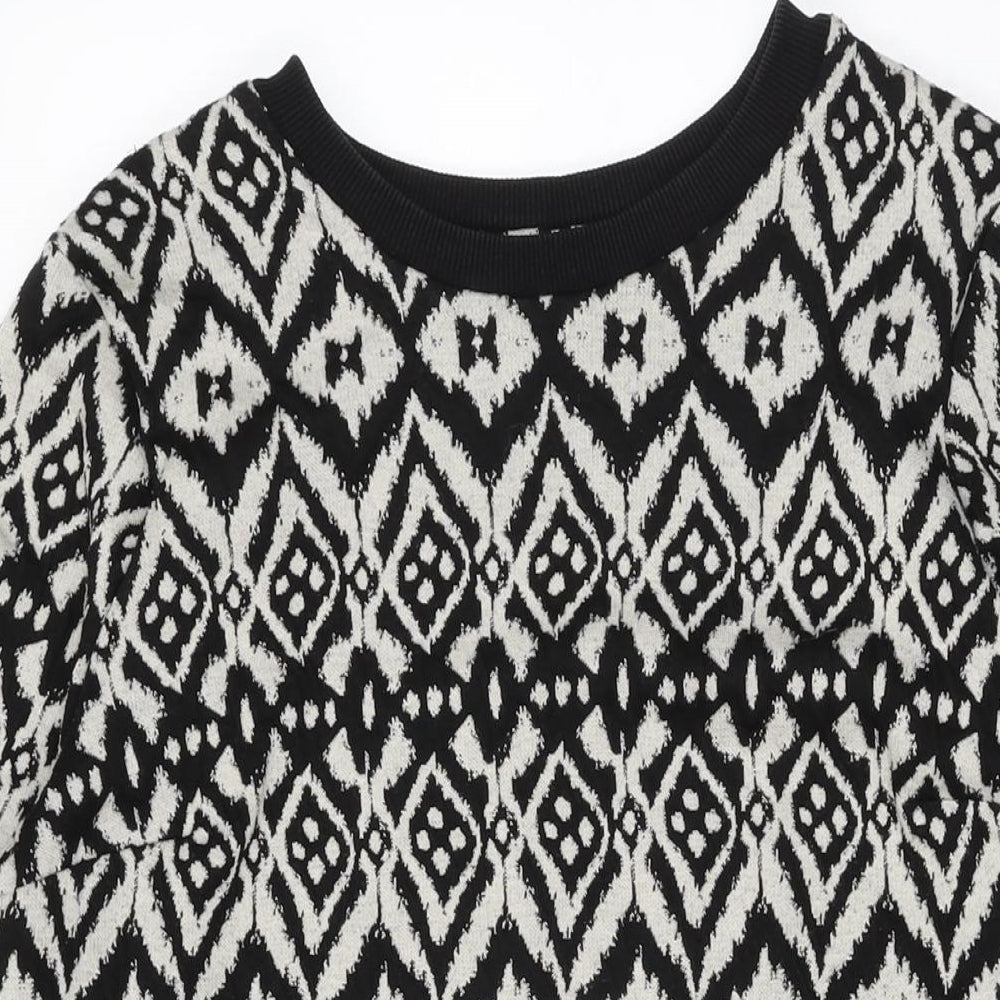 Marks and Spencer Womens White Geometric Viscose Shift Size 12 Round Neck Pullover