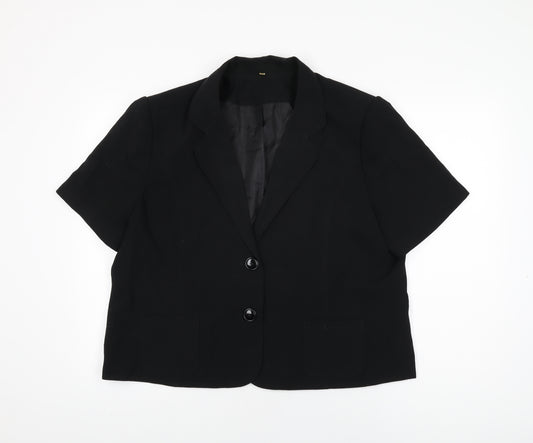 EWM Womens Black Polyester Basic Button-Up Size 20 Collared