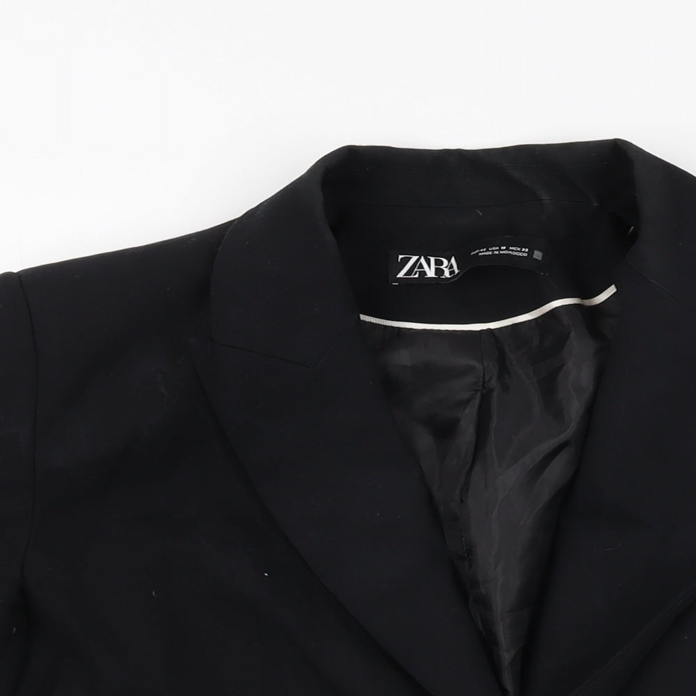 Zara Womens Black Polyester Jacket Blazer Size 14