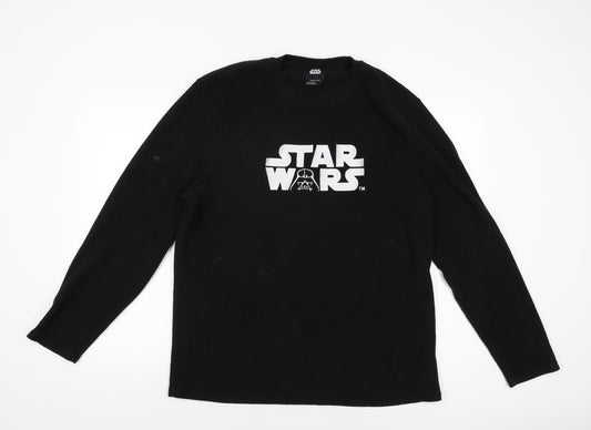 Star Wars Mens Black Polyester T-Shirt Size L Round Neck