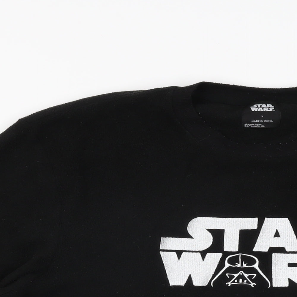 Star Wars Mens Black Polyester T-Shirt Size L Round Neck