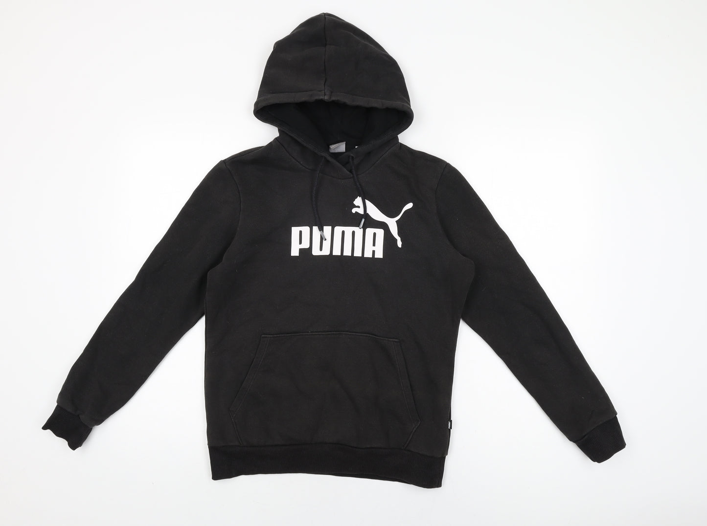 PUMA Mens Black Cotton Pullover Hoodie Size S