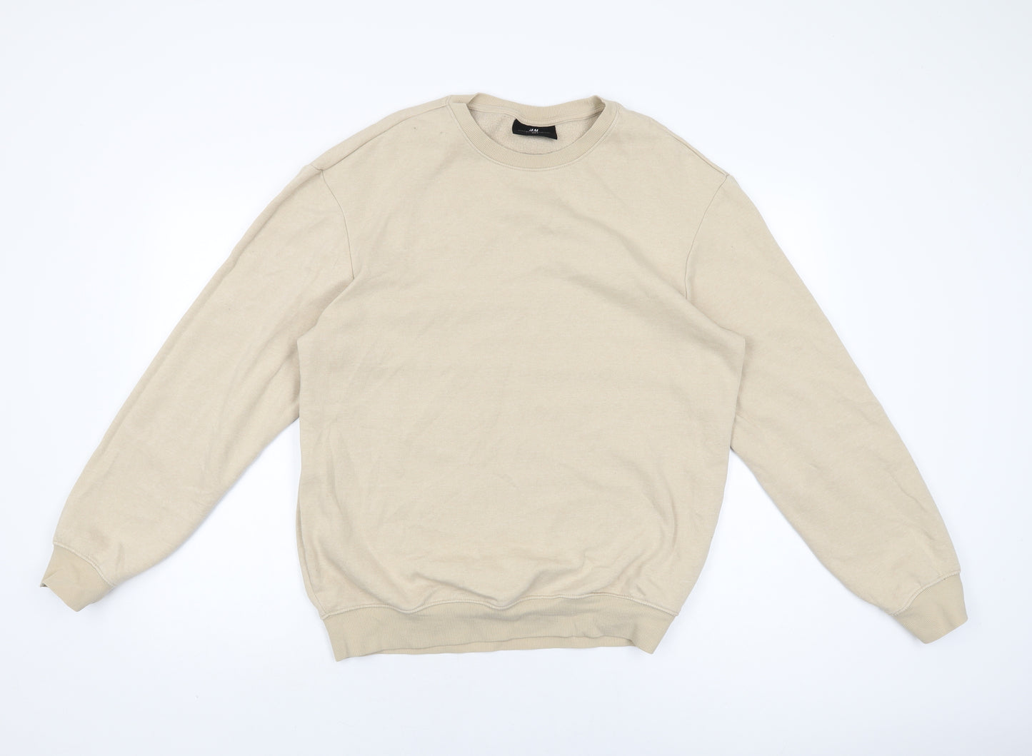 H&M Mens Beige Cotton Pullover Sweatshirt Size S