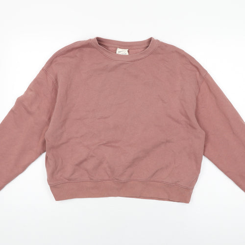 Pull&Bear Womens Pink Cotton Pullover Sweatshirt Size M Pullover