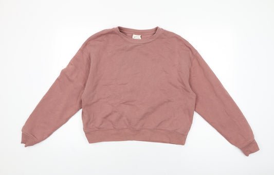 Pull&Bear Womens Pink Cotton Pullover Sweatshirt Size M Pullover