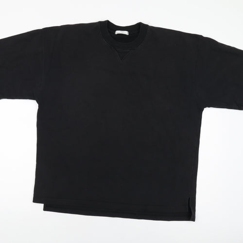 Marks and Spencer Mens Black Cotton T-Shirt Size M Round Neck