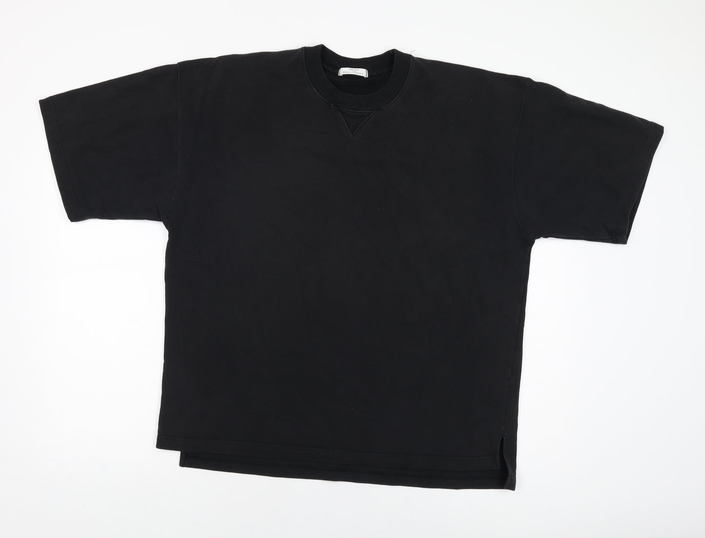 Marks and Spencer Mens Black Cotton T-Shirt Size M Round Neck