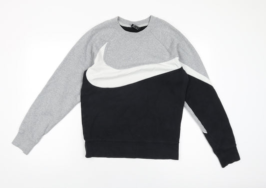 Nike Mens Grey Cotton Pullover Sweatshirt Size XS