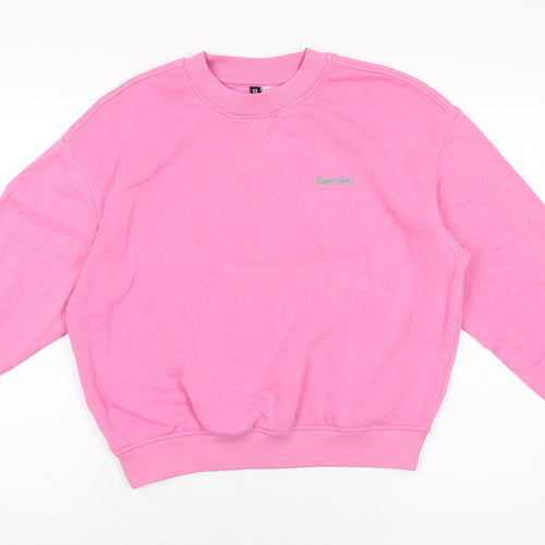 H&M Womens Pink Cotton Pullover Sweatshirt Size M Pullover