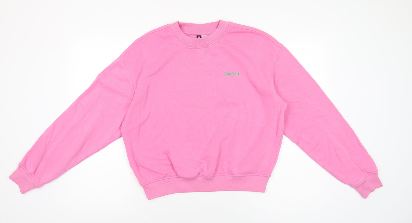 H&M Womens Pink Cotton Pullover Sweatshirt Size M Pullover