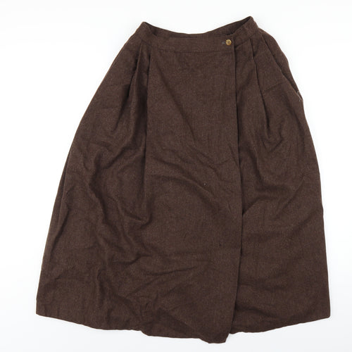 Calvin Klein Womens Brown Wool A-Line Skirt Size 10 Button