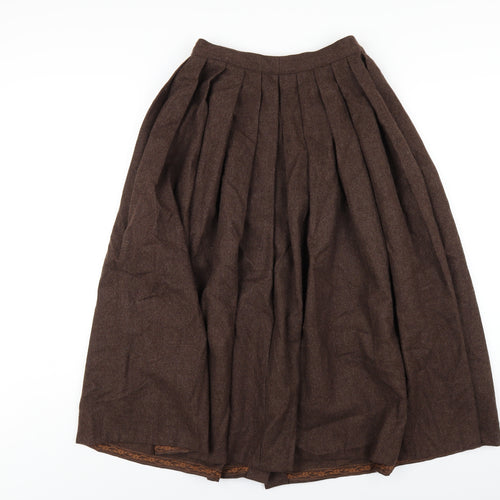 Calvin Klein Womens Brown Wool A-Line Skirt Size 10 Button