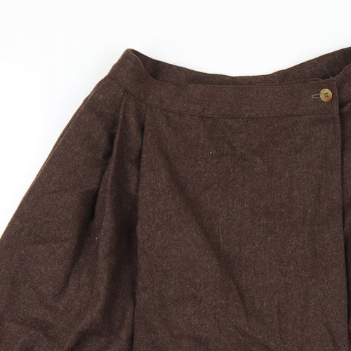 Calvin Klein Womens Brown Wool A-Line Skirt Size 10 Button