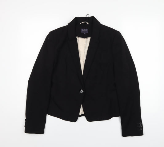 Marks and Spencer Womens Black Polyester Jacket Blazer Size 12