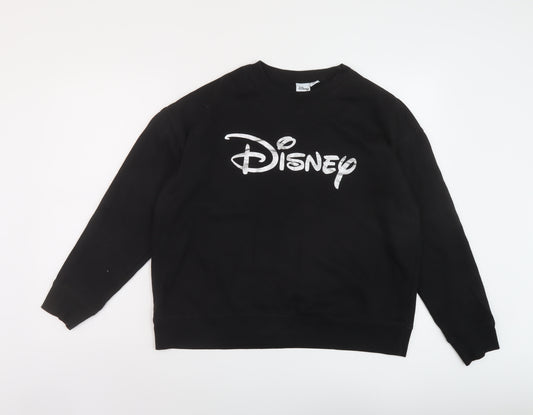 Disney Womens Black Cotton Pullover Sweatshirt Size 12 Pullover - Disney