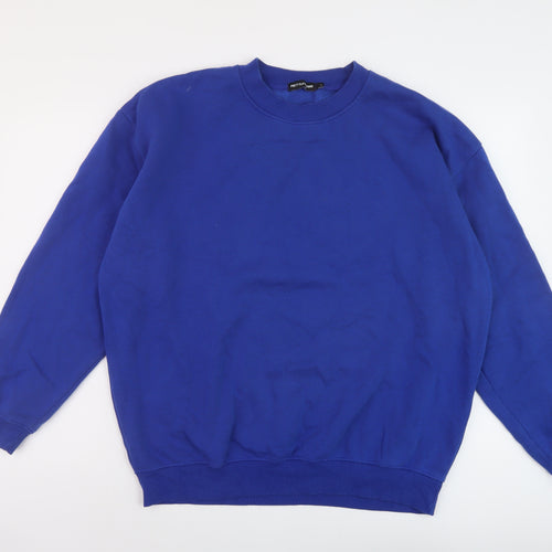 PRETTYLITTLETHING Mens Blue Cotton Pullover Sweatshirt Size L