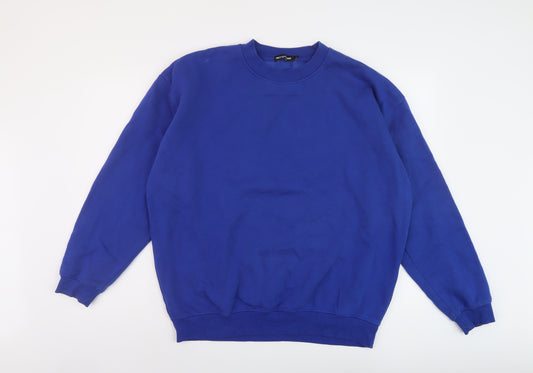 PRETTYLITTLETHING Mens Blue Cotton Pullover Sweatshirt Size L