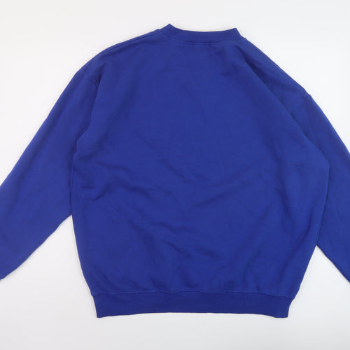 PRETTYLITTLETHING Mens Blue Cotton Pullover Sweatshirt Size L