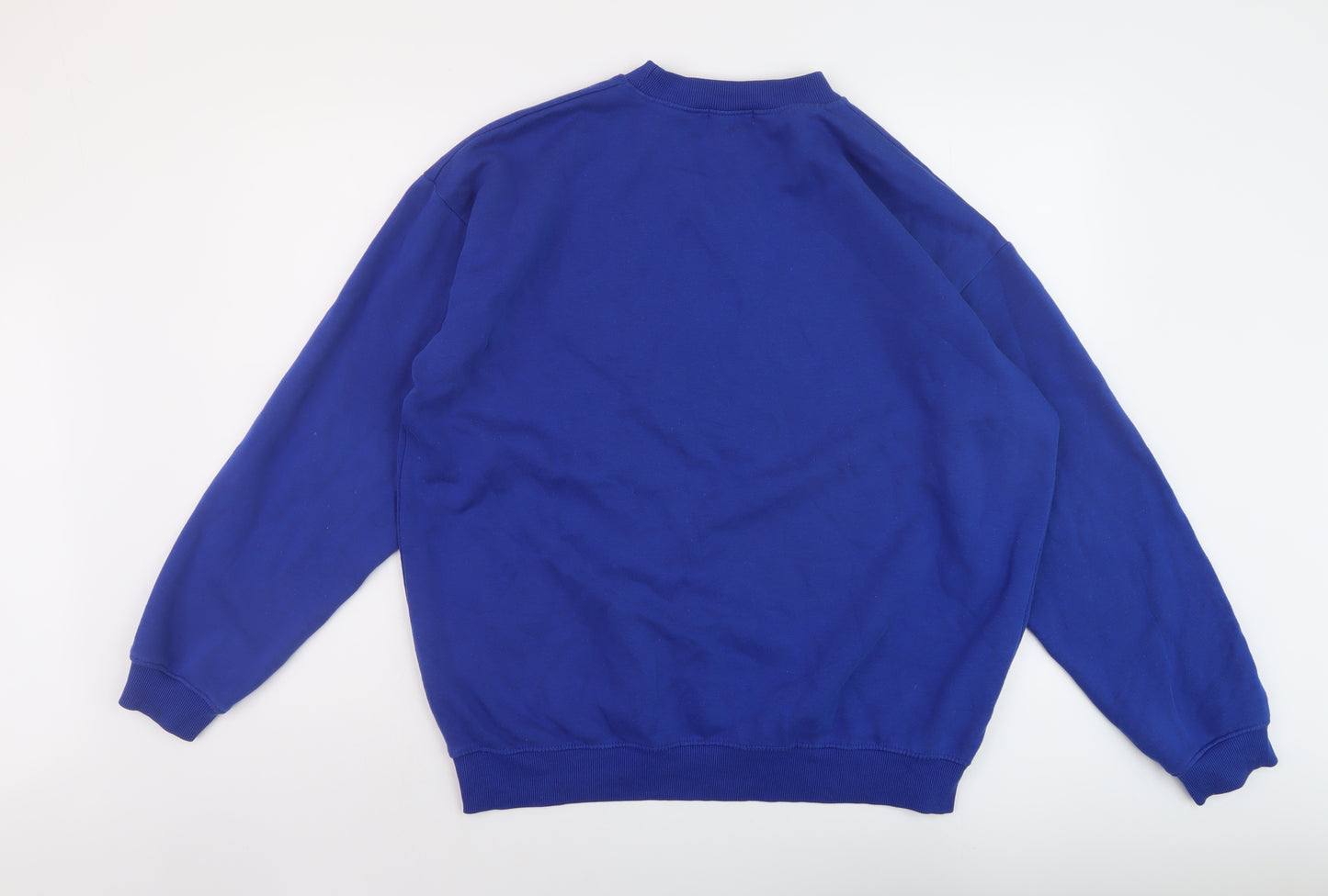 PRETTYLITTLETHING Mens Blue Cotton Pullover Sweatshirt Size L