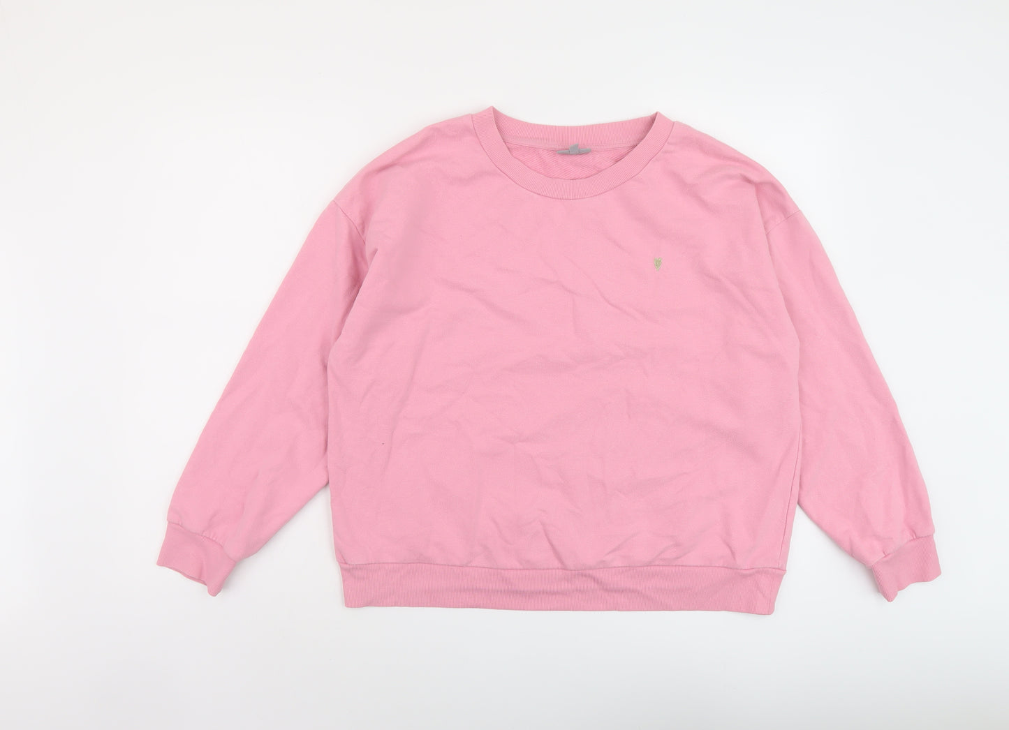 Oliver Bonas Womens Pink Cotton Pullover Sweatshirt Size 12 Pullover