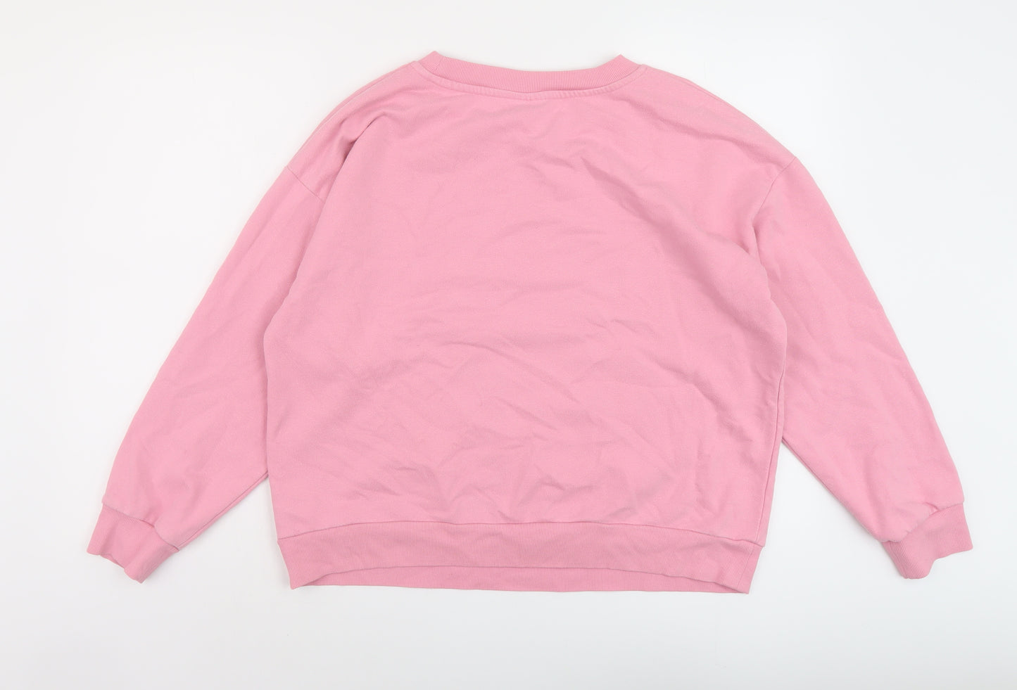 Oliver Bonas Womens Pink Cotton Pullover Sweatshirt Size 12 Pullover