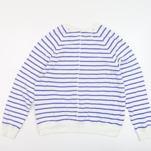 Marks and Spencer Womens Blue Striped Cotton Pullover Sweatshirt Size 12 Pullover