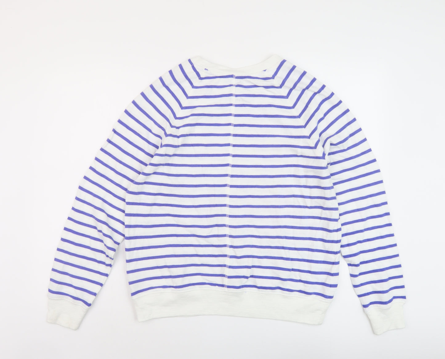 Marks and Spencer Womens Blue Striped Cotton Pullover Sweatshirt Size 12 Pullover