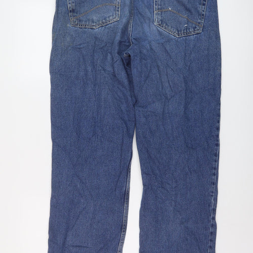 F&F Mens Blue Cotton Straight Jeans Size 36 in L32 in Regular Button