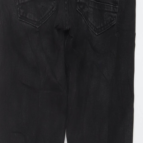 Zara Mens Black Cotton Straight Jeans Size 30 in L30 in Regular Button