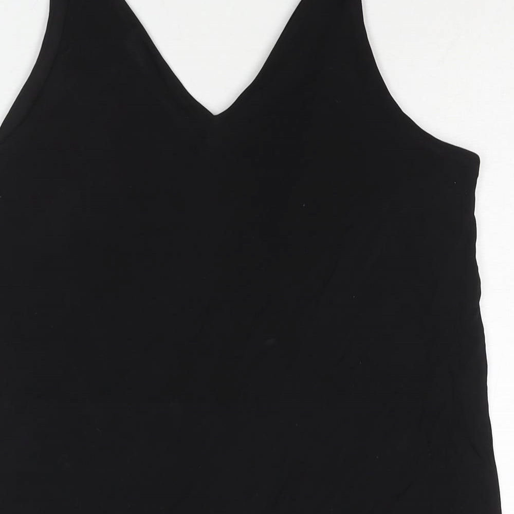 H&M Womens Black Viscose Basic Blouse Size S V-Neck