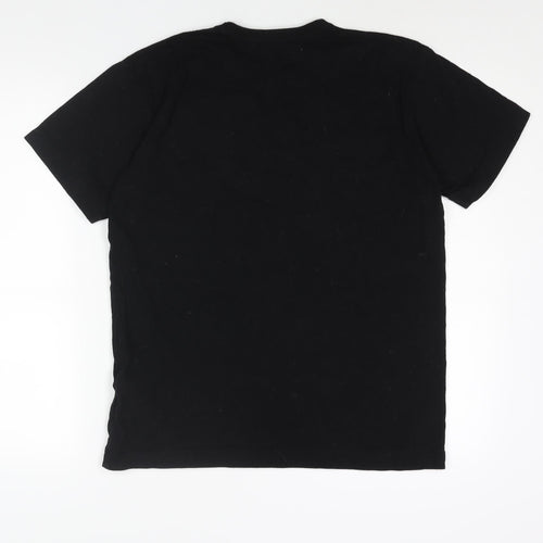 Comme Des Garcons Mens Black Cotton T-Shirt Size L Crew Neck - Heart Print Applique