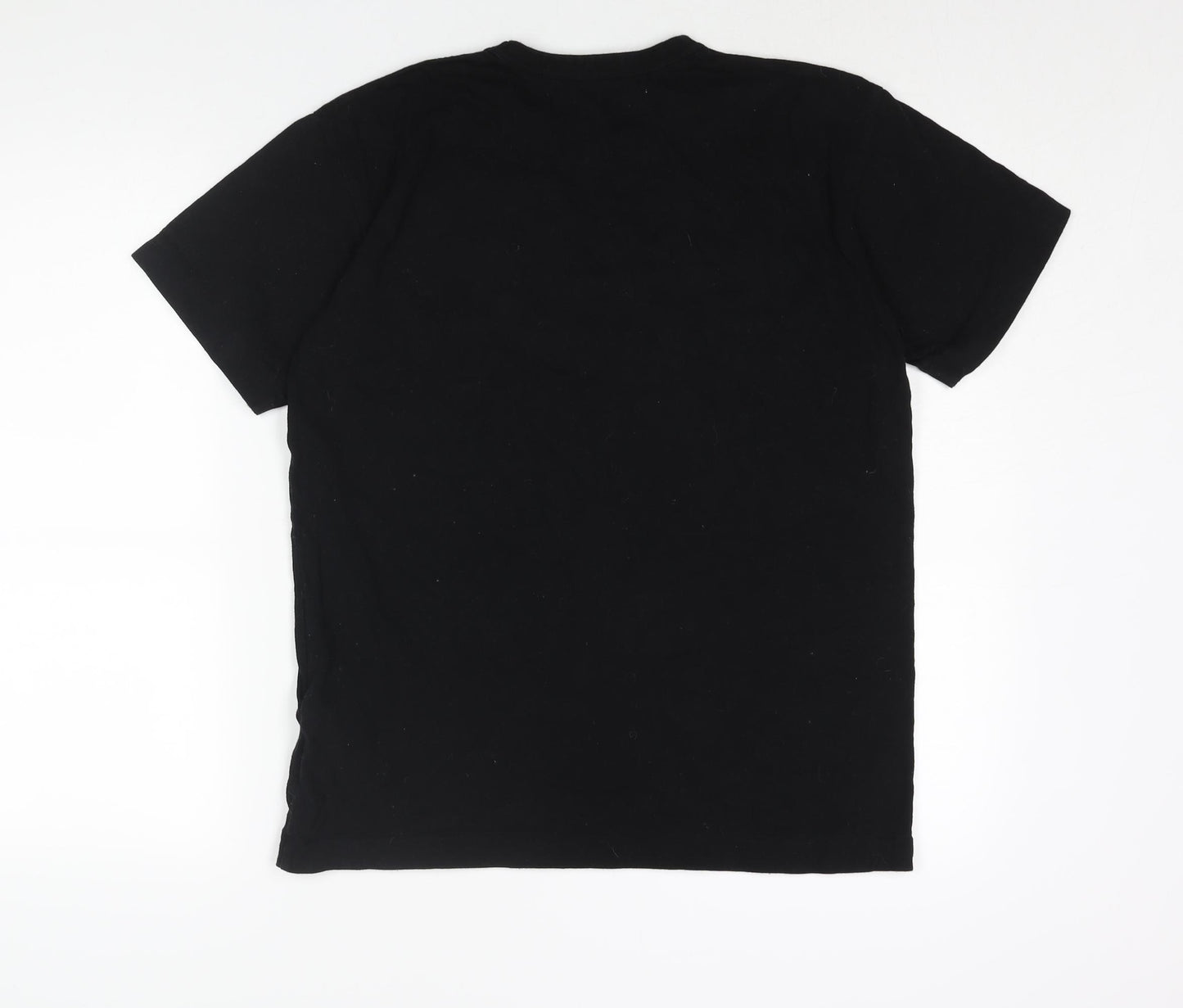 Comme Des Garcons Mens Black Cotton T-Shirt Size L Crew Neck - Heart Print Applique