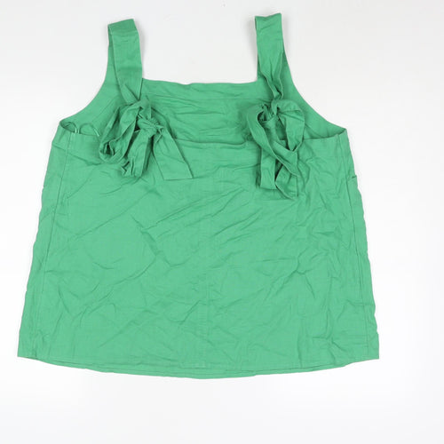 Marks and Spencer Womens Green Linen Camisole Blouse Size 18 Square Neck - Tie Strap