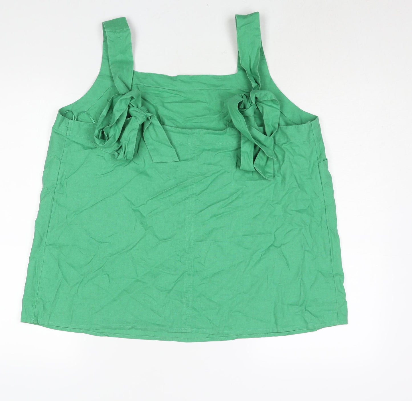 Marks and Spencer Womens Green Linen Camisole Blouse Size 18 Square Neck - Tie Strap