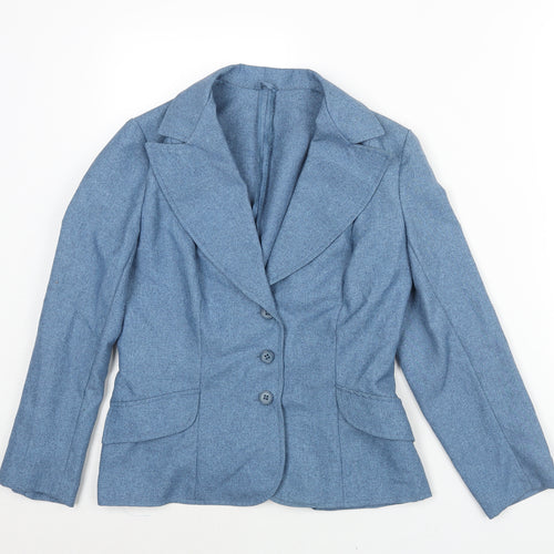 Guy Curtis Womens Blue Polyester Jacket Blazer Size 14 - Vintage