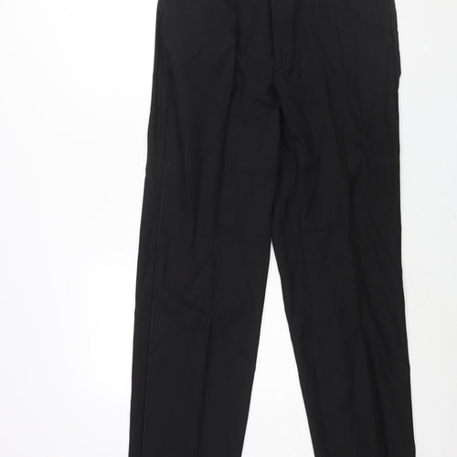 Marks and Mens Black Polyester Dress Pants Trousers Size 36 in L33 in Regular Zip - Piped Sides