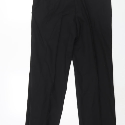 Marks and Mens Black Polyester Dress Pants Trousers Size 36 in L33 in Regular Zip - Piped Sides