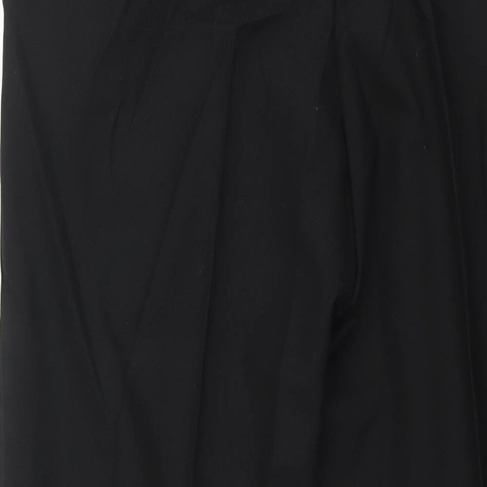 Marks and Mens Black Polyester Dress Pants Trousers Size 36 in L33 in Regular Zip - Piped Sides