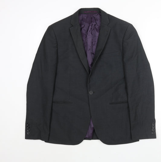 NEXT Mens Grey Polyester Jacket Suit Jacket Size 38 Regular